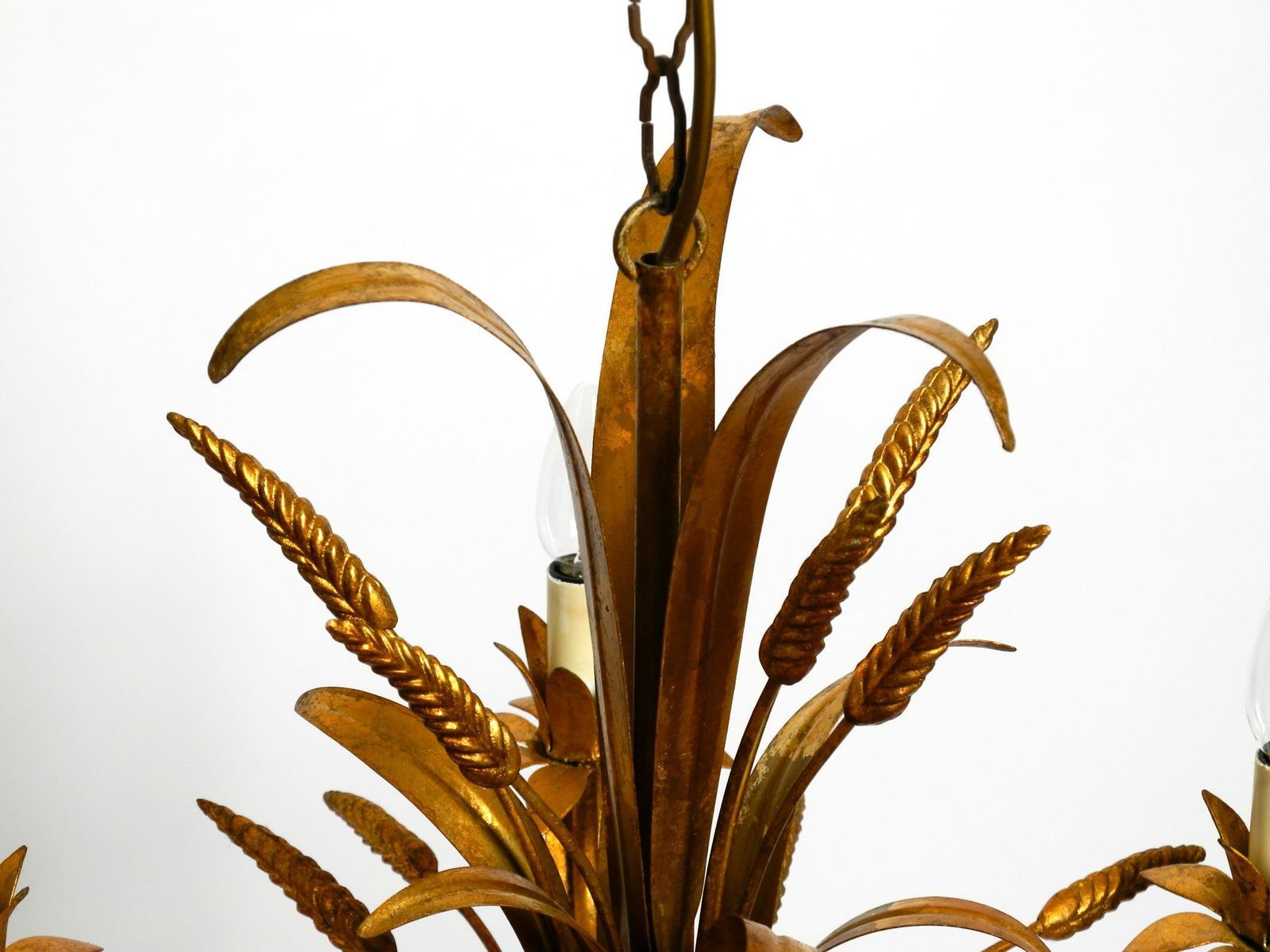 Beautiful 1970s Gold Plated 5 Arm Tall Metal Chandelier By Hans Kögl photo vinterior