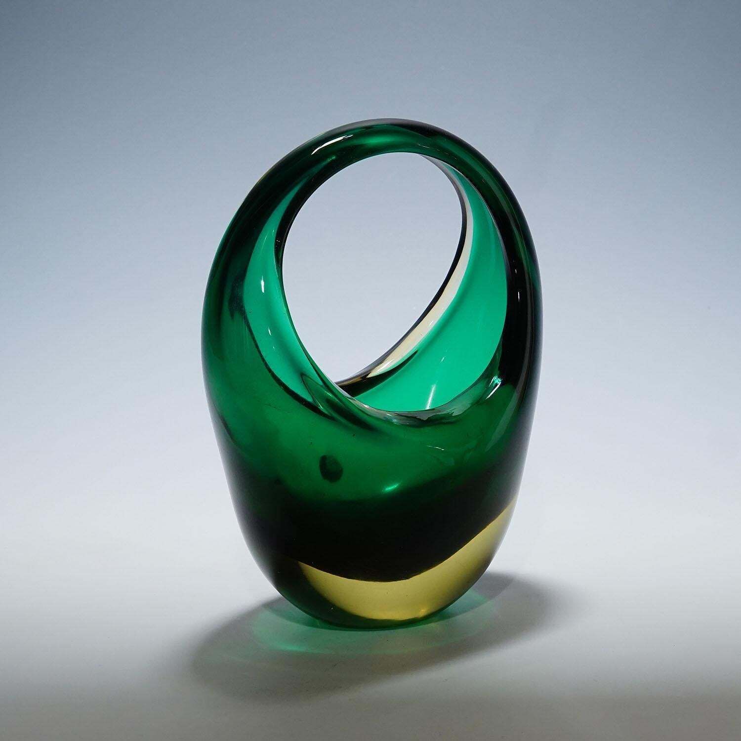Bowl In Green Sommerso Glass, Flavio Poli For Seguso Murano 1950s photo Home Decor
