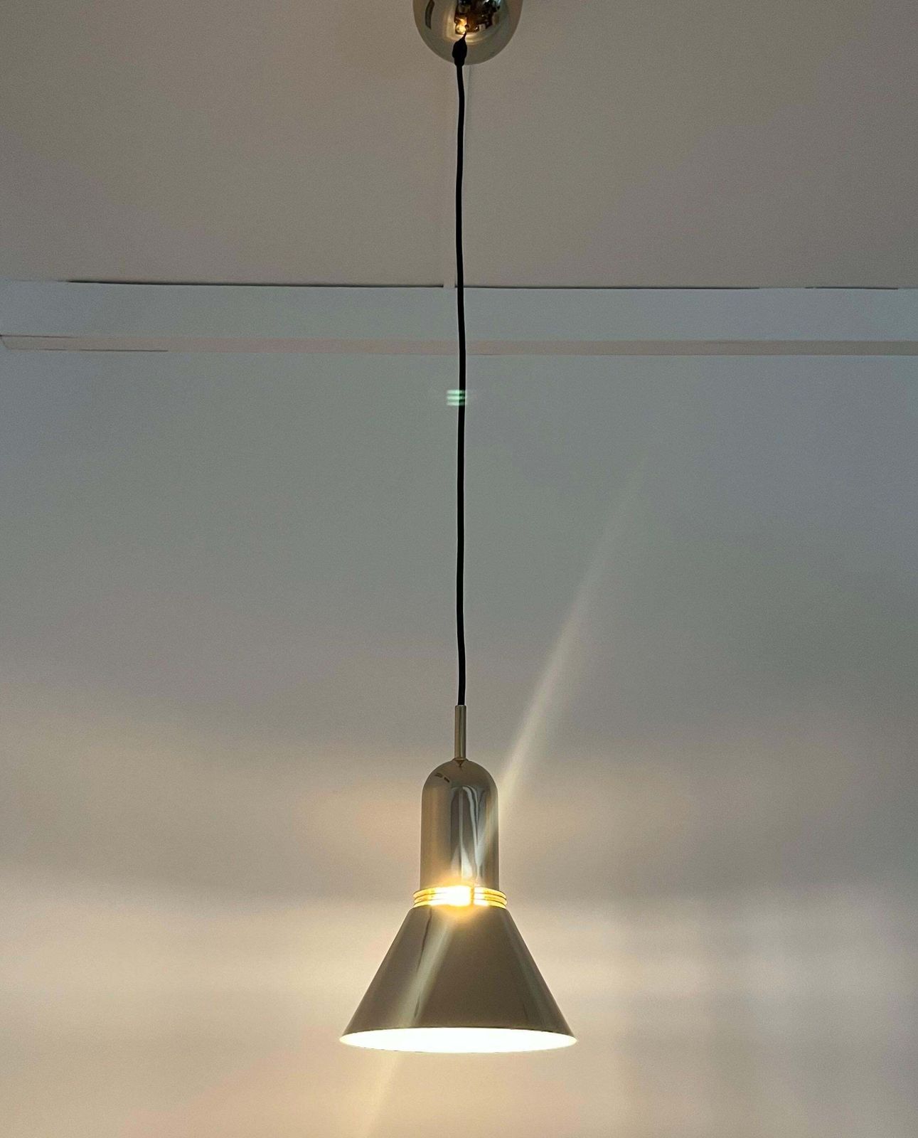 Midcentury Pair Of Gold Metal Chandeliers By Estiluz, Barcelona, 1970s photo 1479.0