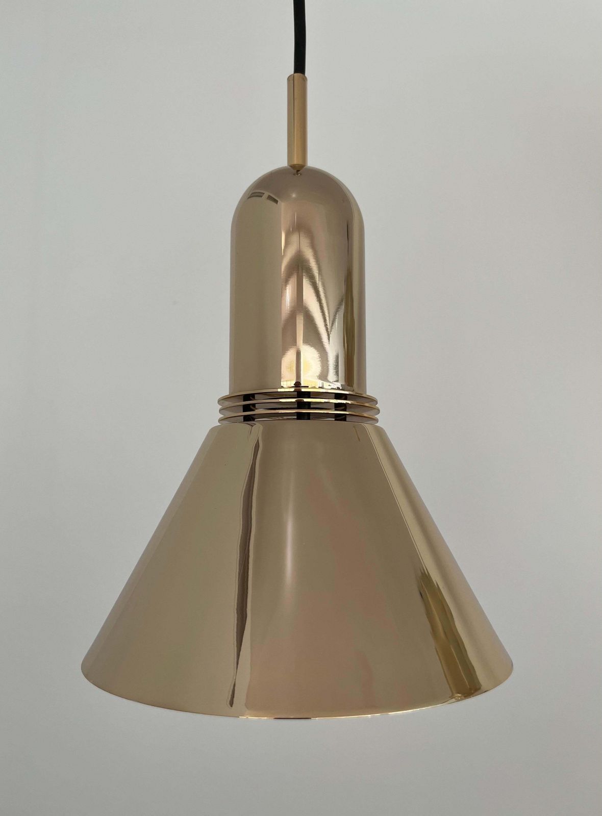 1479.0 Midcentury Pair Of Gold Metal Chandeliers By Estiluz, Barcelona, 1970s photo