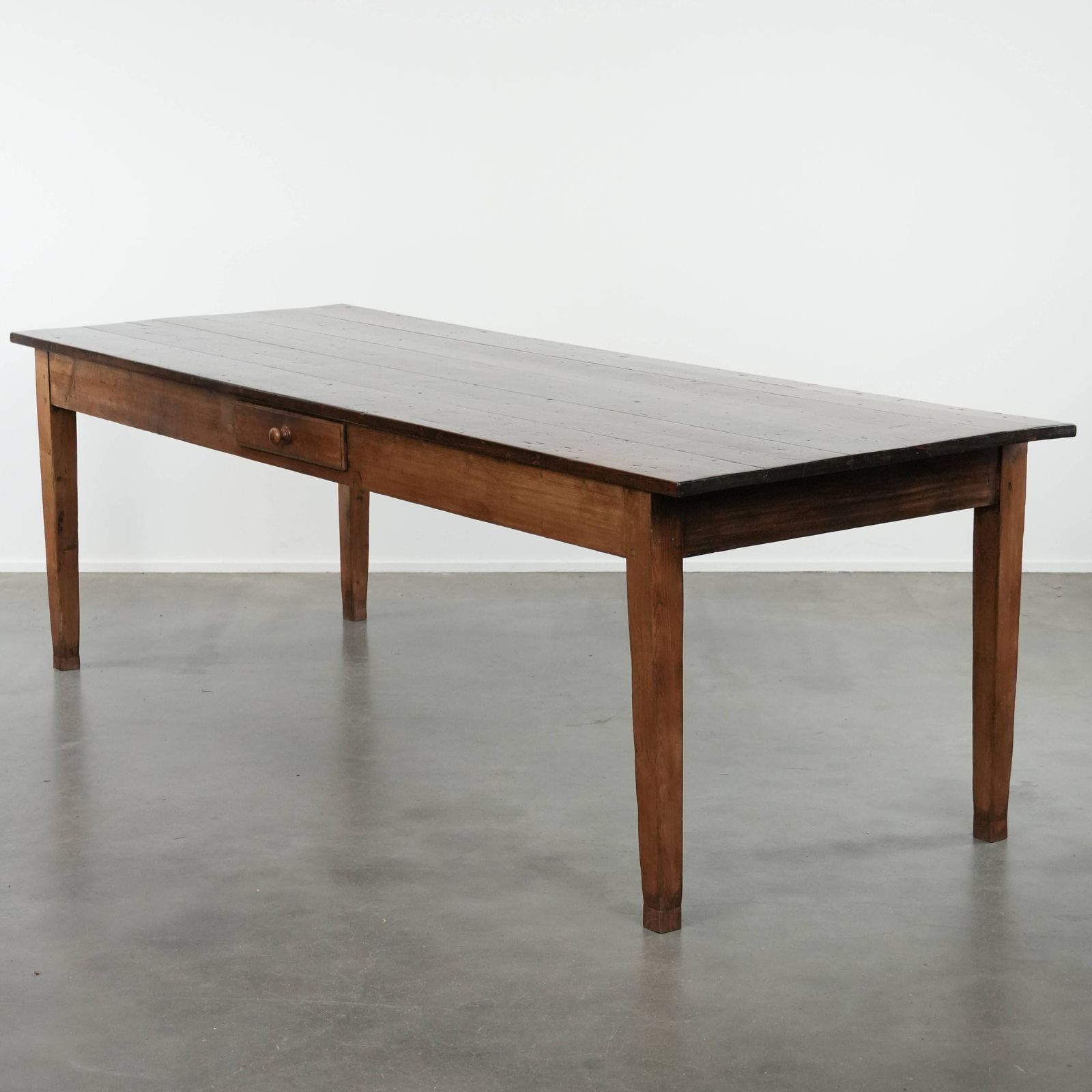 Beautiful Authentic Large French Farm Antique Xxl Dining Table With Two Drawers And A Beautiful Patina