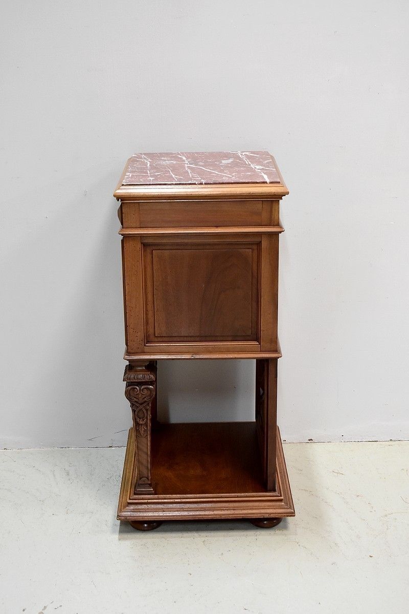 Furniture Renaissance Sculpted High Bedside Table, 1900 photo