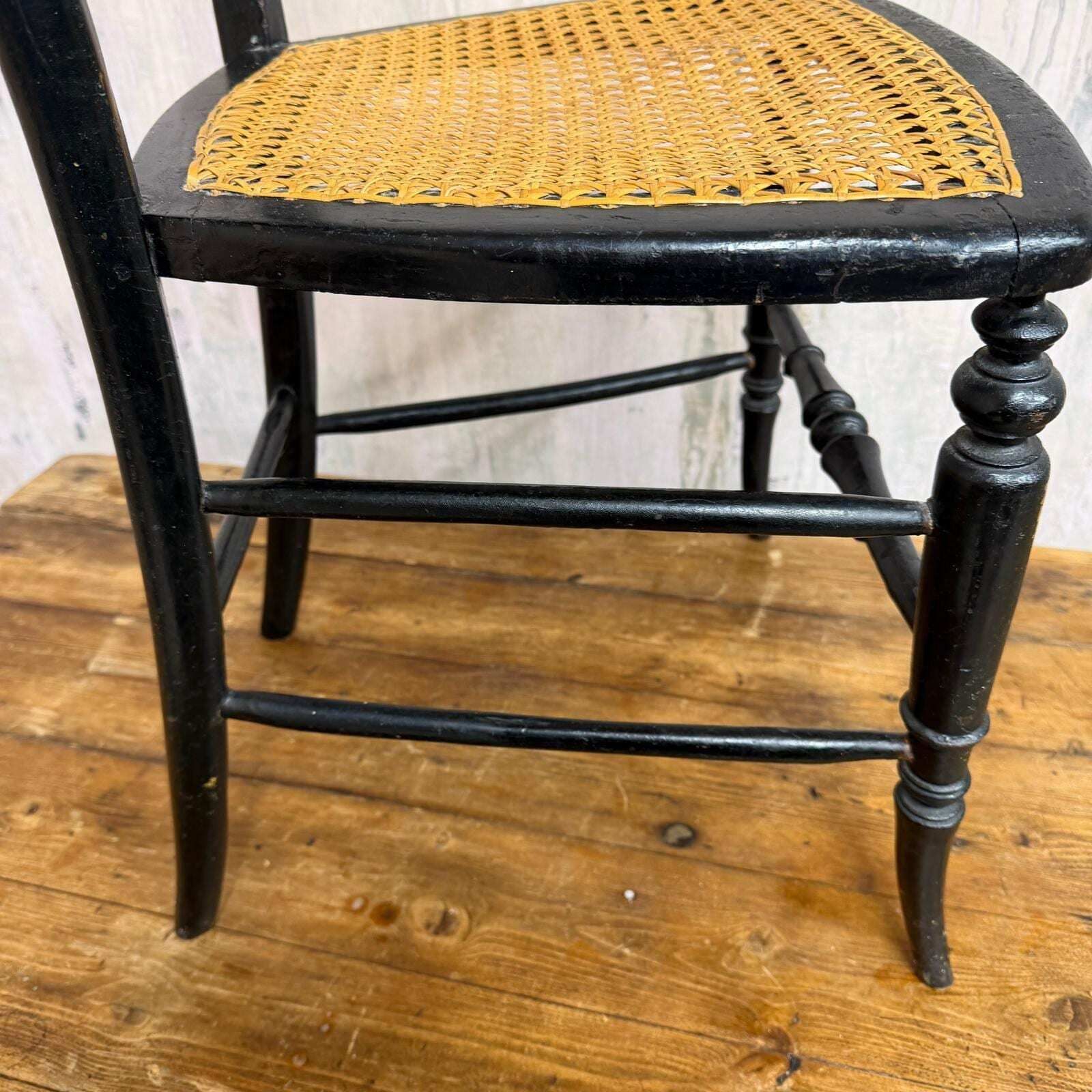 Furniture Antique Victorian Ebonised Wooden Chair Aesthetic Movement Inlaid Mother Of Pea photo