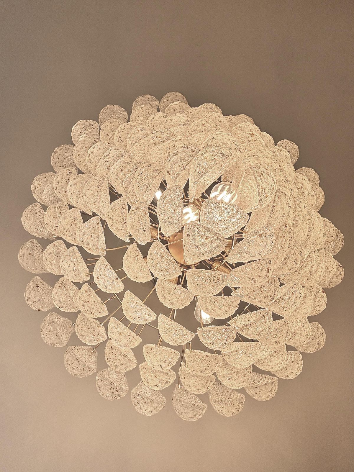 Huge Italian “Conchiglie” Murano Glass Gold Chandelier photo furniture