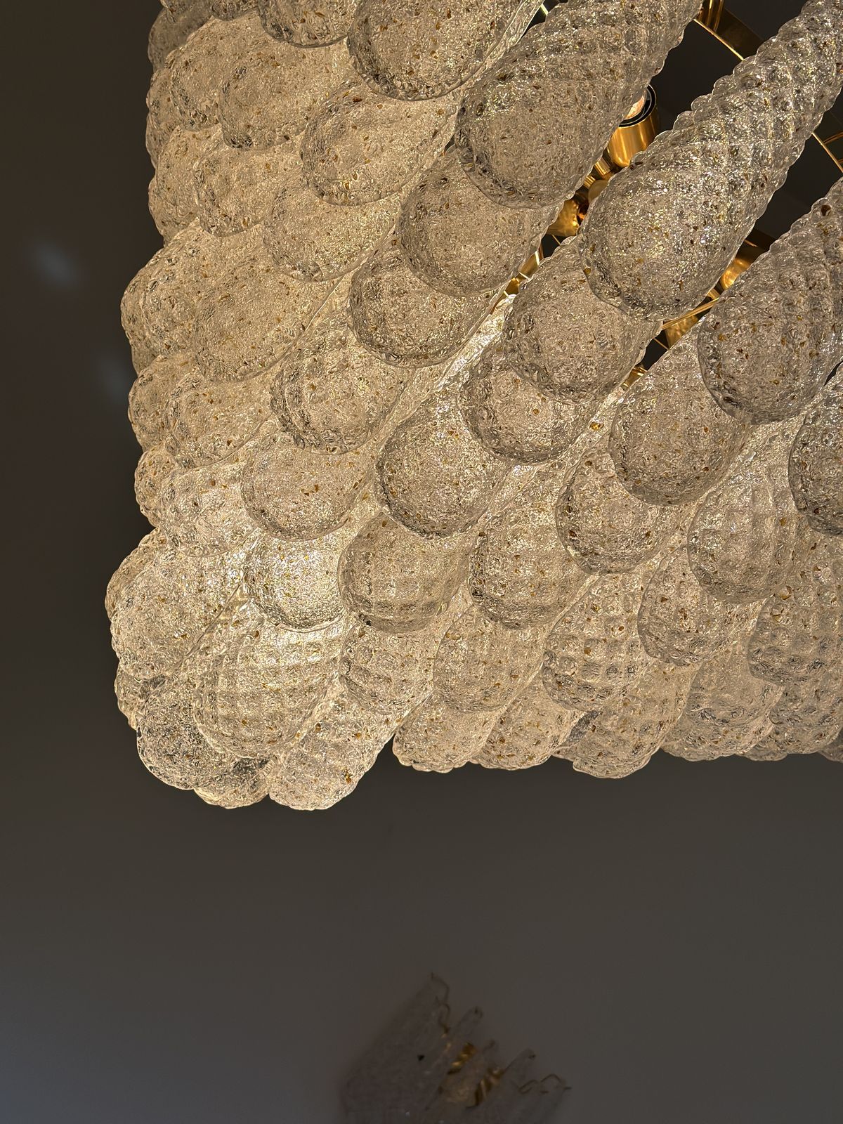 Huge Italian “Conchiglie” Murano Glass Gold Chandelier photo Lighting