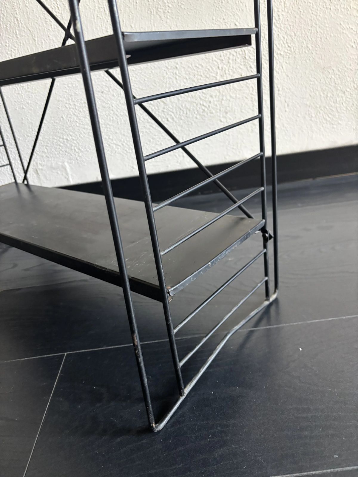 Vintage 1950s Tomado Shelf On Legs, Designed By A. Dekker, Black   84 X 25 Cm photo for sale
