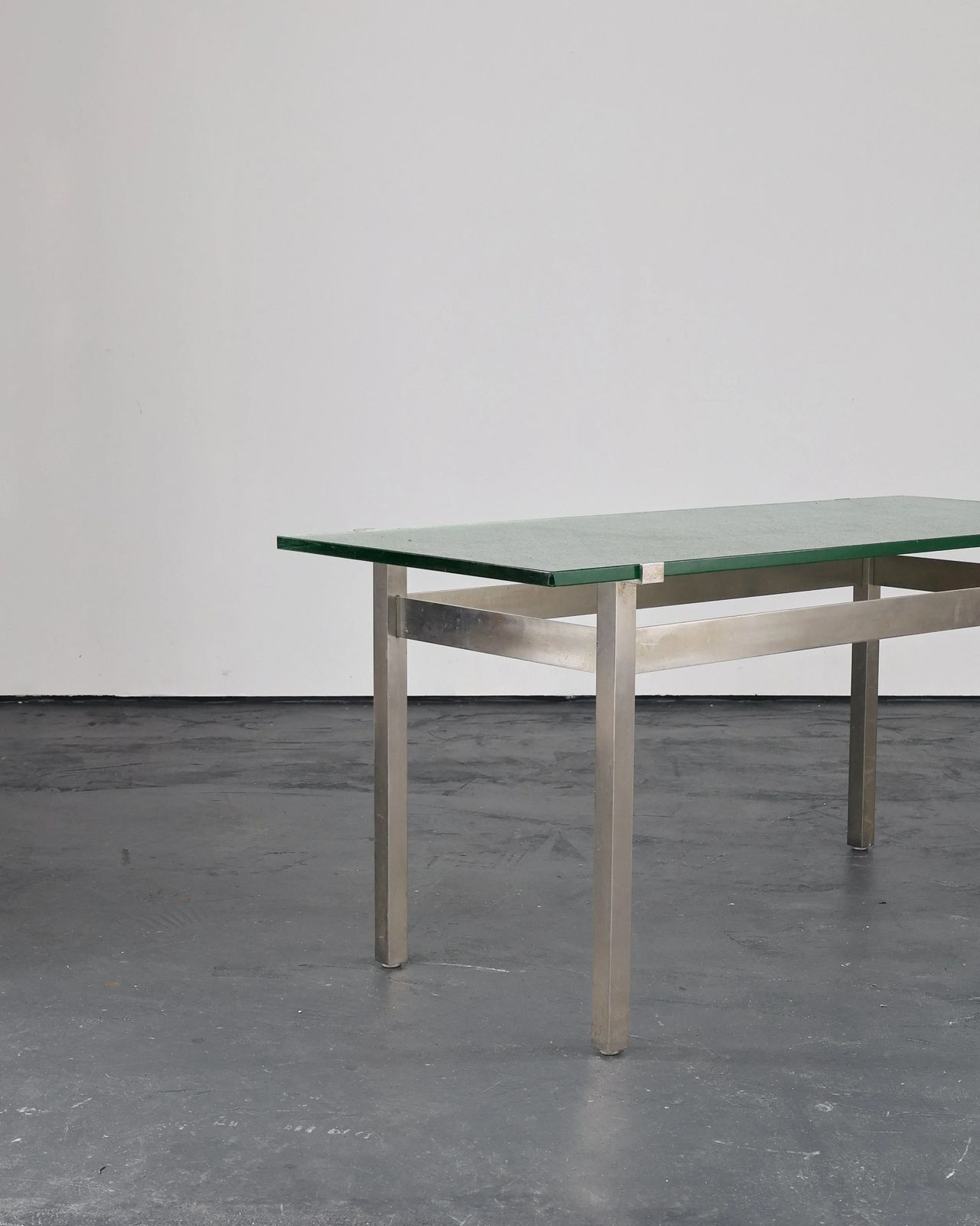 French C.1960s Nickel & Cast Glass Coffee Table photo Furniture
