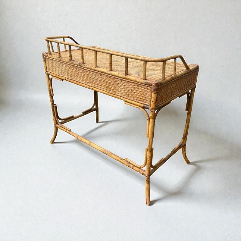 Vintage Bamboo Desk Dressing Or Console Table photo Furniture