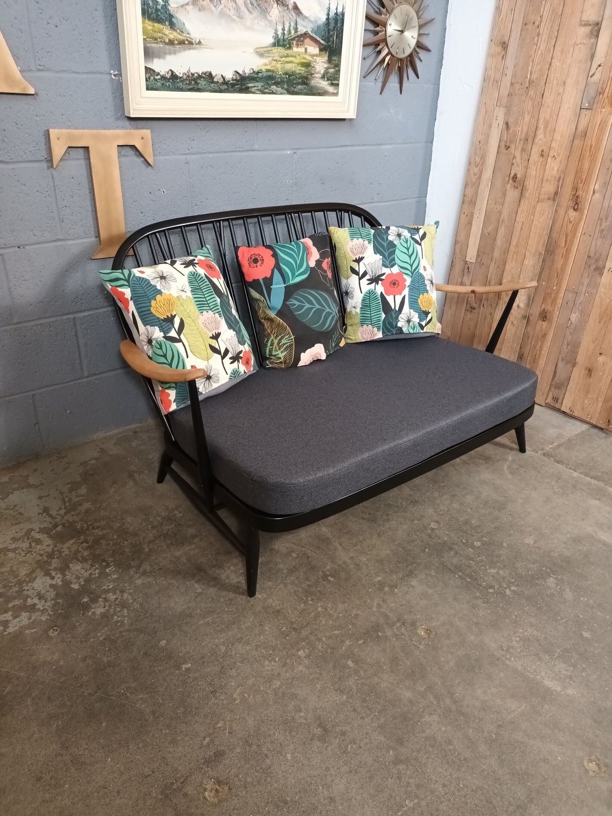 Ercol 203/2 Sofa   Black Finish   Fully Refurbished photo for sale