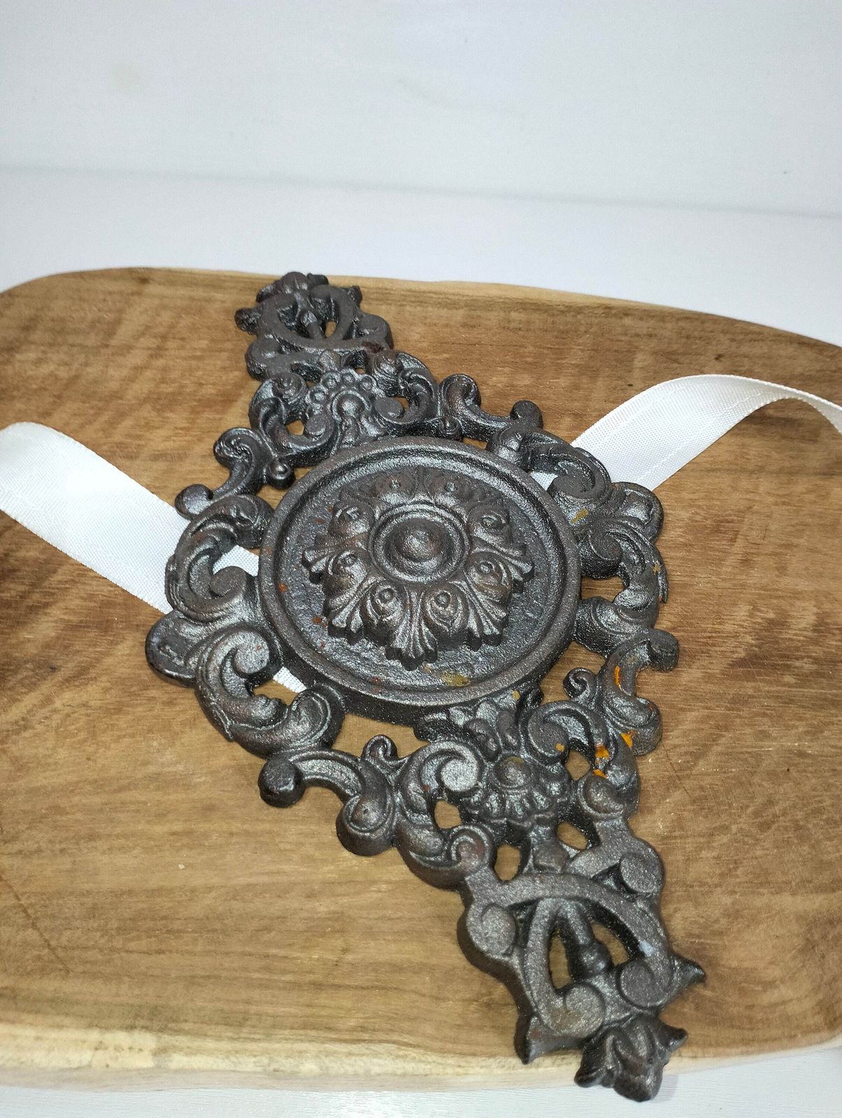 Furniture Pediment, Decorative Salvaged Hardware, 9.5 Inch photo for sale