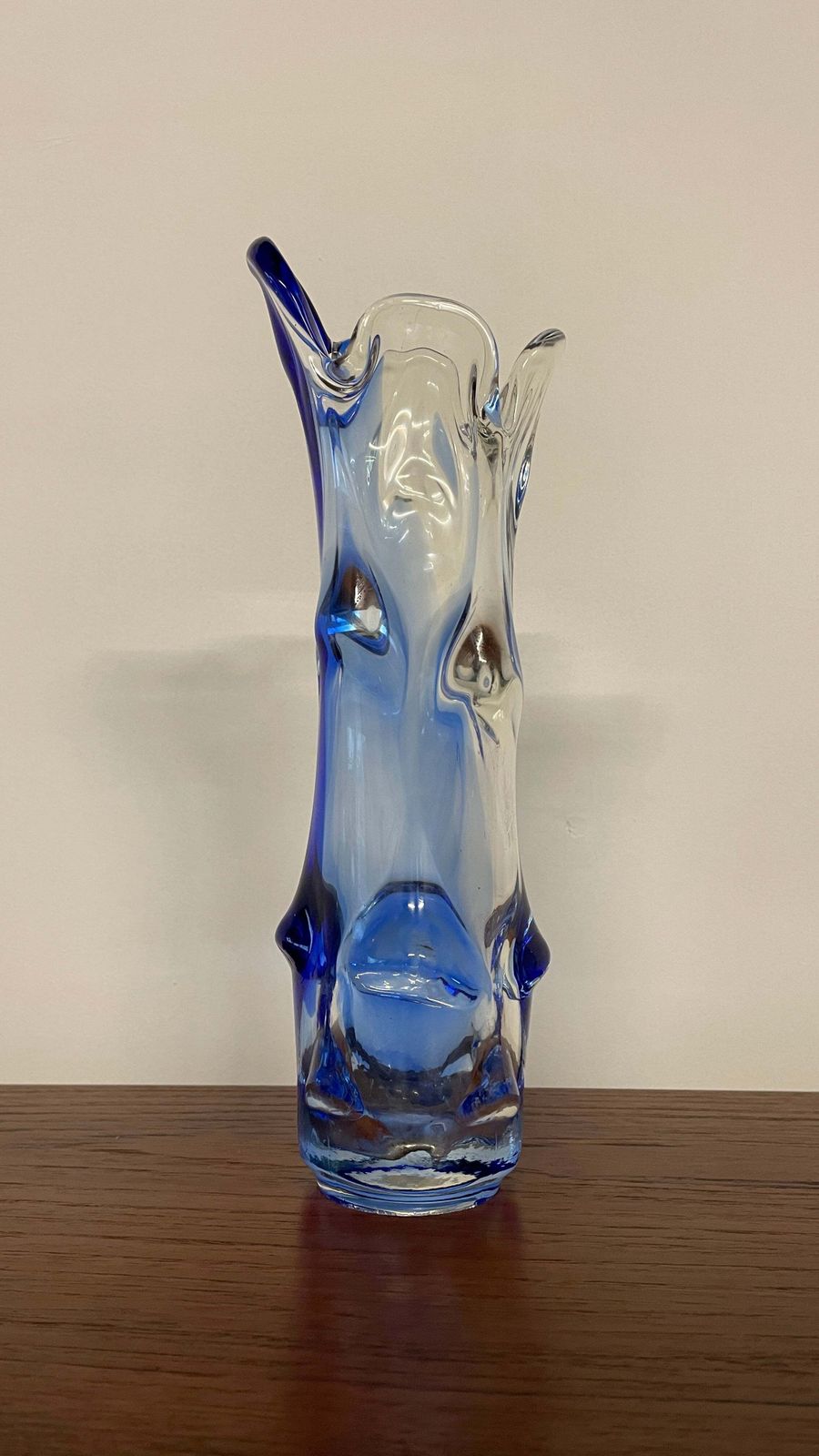 Mid Century Blue & Clear Art Glass Vase By Josef Hospodka For Chribská, 1960s Czech Design photo furniture