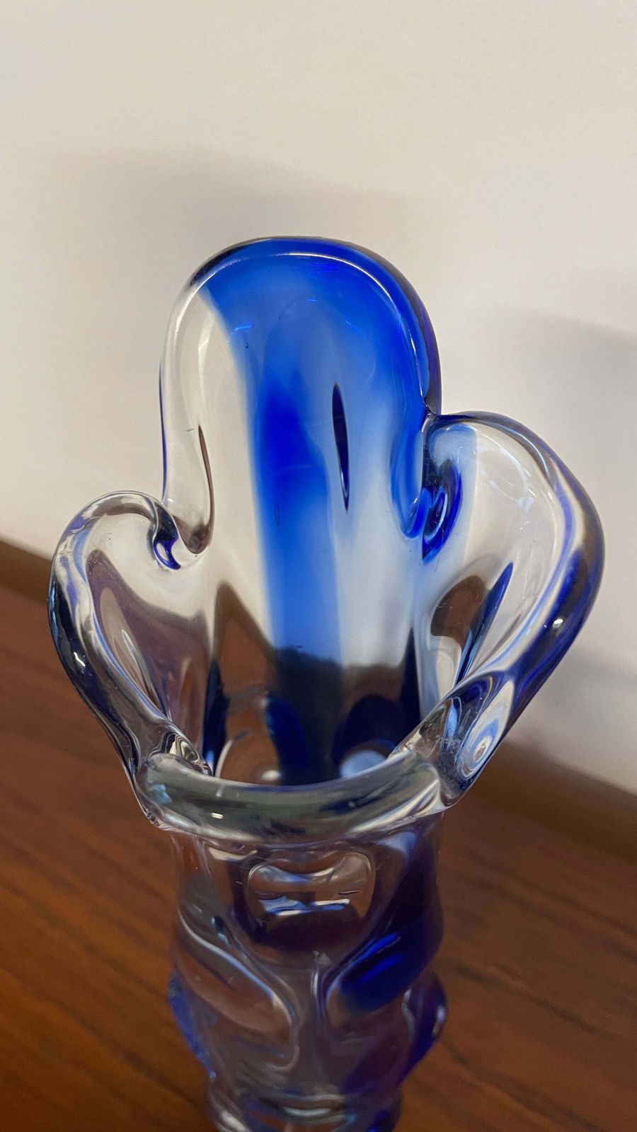 Home Decor Mid Century Blue & Clear Art Glass Vase By Josef Hospodka For Chribská, 1960s Czech Design photo