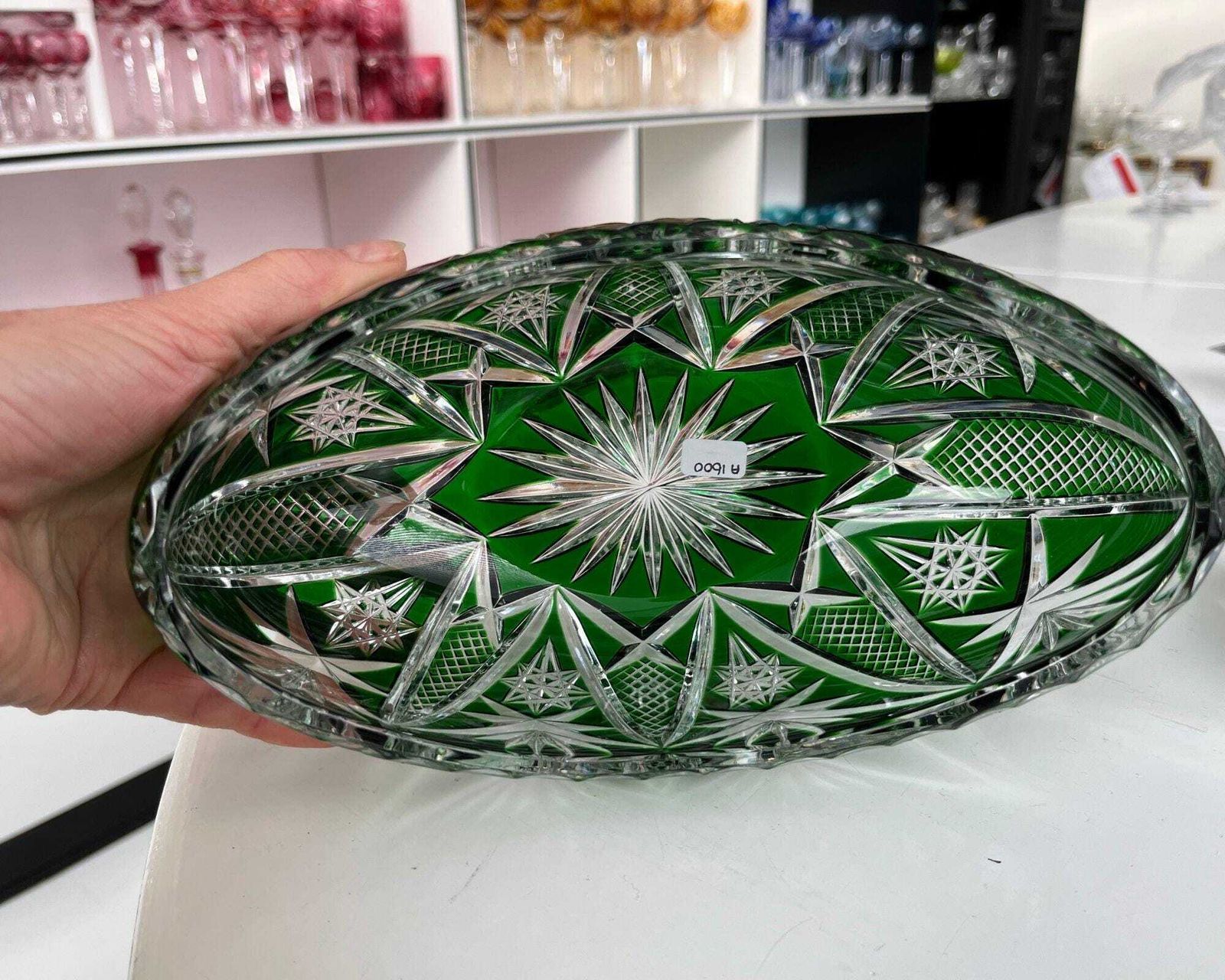 Emerald Green Crystal Bowl | Vintage Nachtmann photo Home Decor