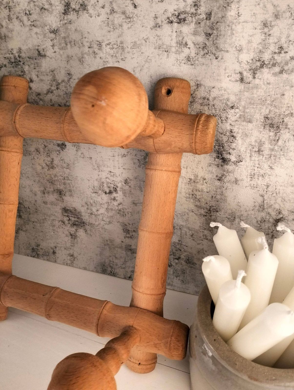 Vintage French Faux Bamboo Coat Rack – 4 Peg Wood Hat Rack photo 67.42