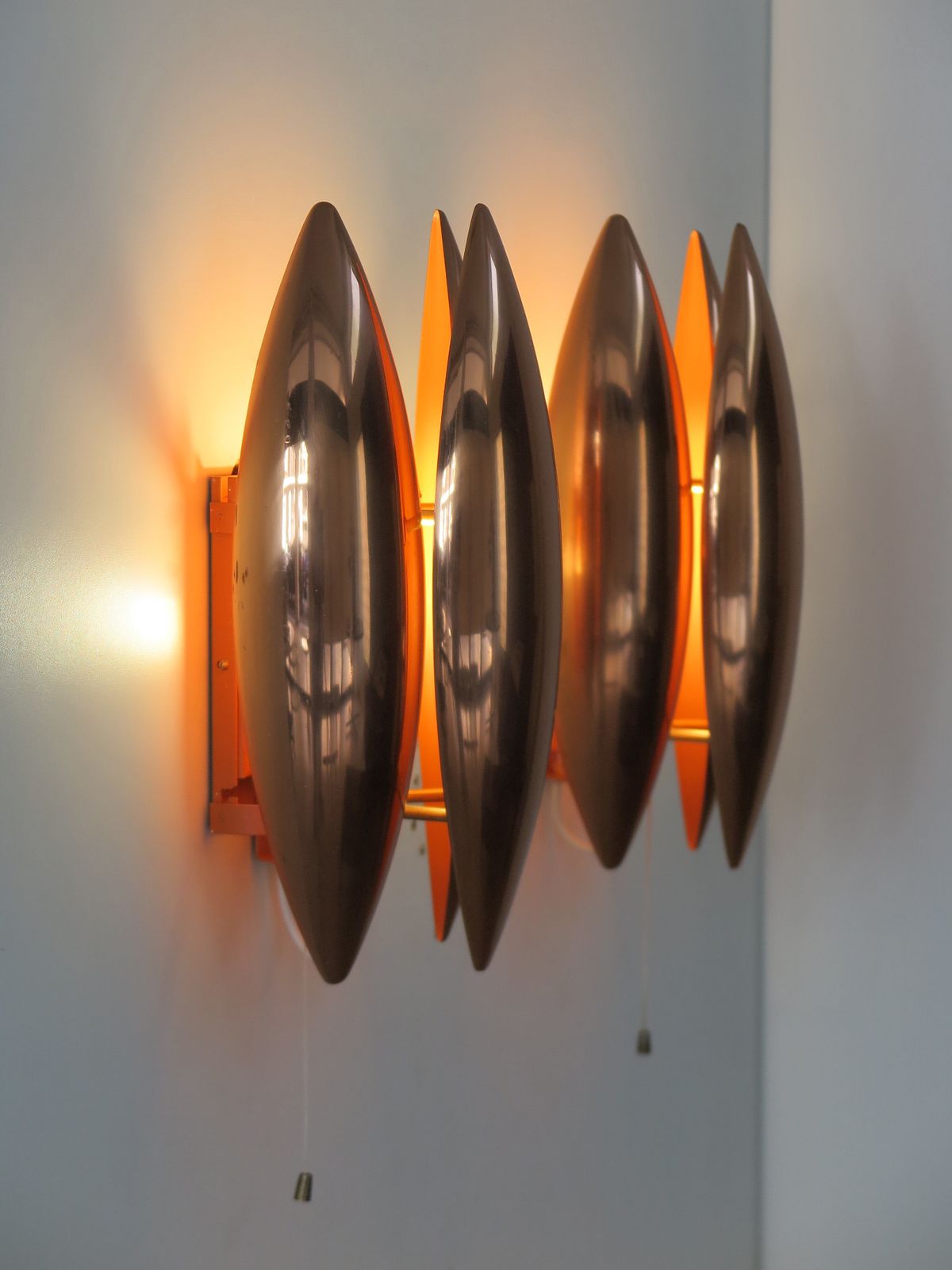 "Kastor" Midcentury Copper Wall Lights Design Jo Hammerborg For Fog & Morup, Denmark 1960s photo vinterior
