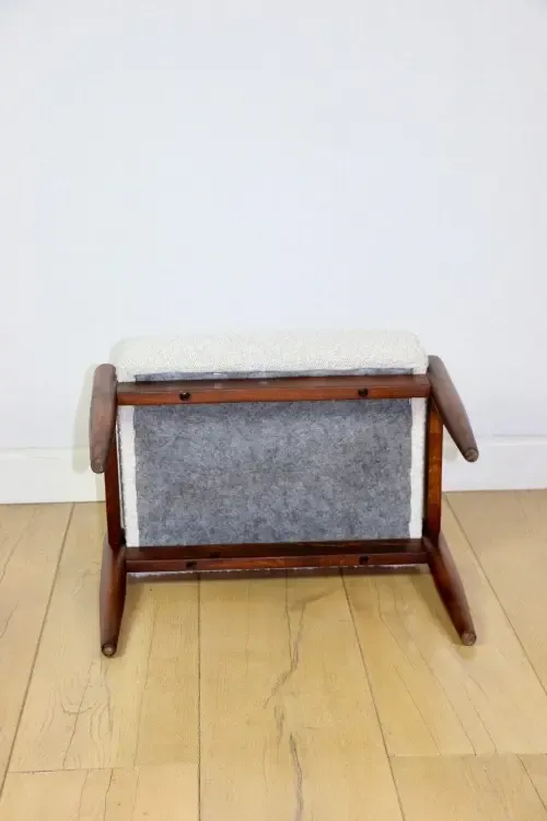Edmund Homa Stool, Cream Ivory And White Boucle Seat   2 Pieces Available photo 268.0