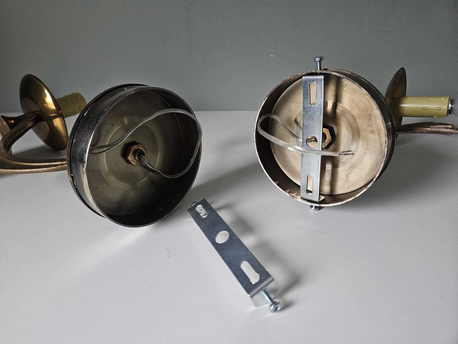 photo buy A Pair Of Vintage Wall Lights / Vintage Brass Sconces / Hollywood Regency Style / Bedside Lamps / Wall Lamps / Ceramic And Brass
