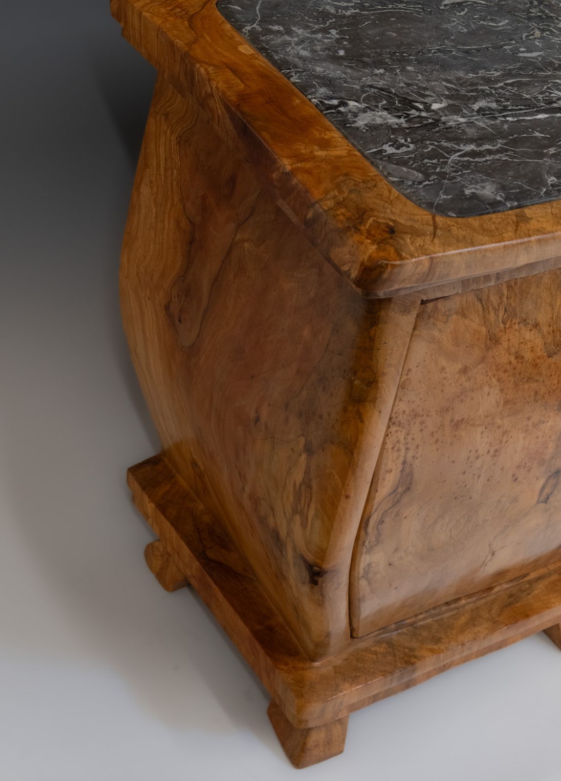 Pierre Decorse Organic Sculptural Olive & Marble Modernist Side Cabinet photo vinterior