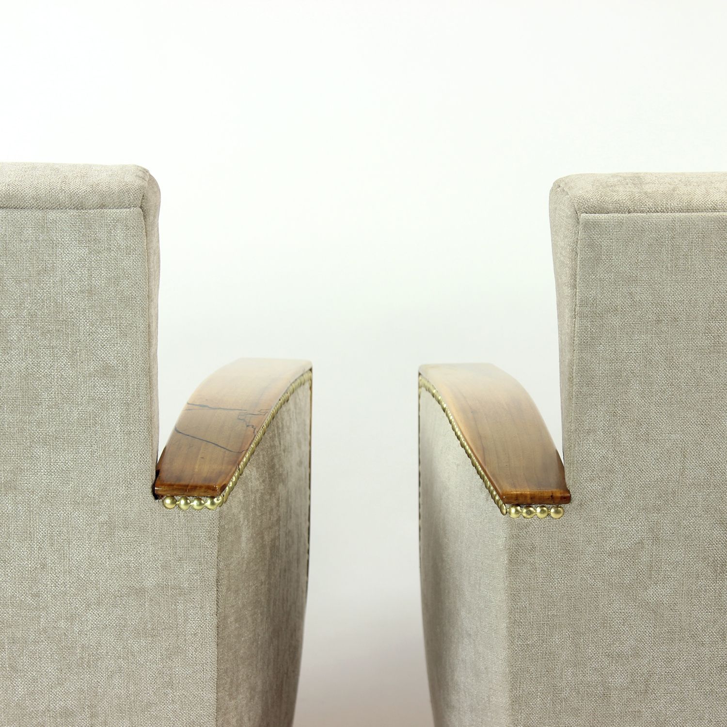 photo furniture Set Of Two Art Deco Armchairs In Walnut And Fabric, Czechoslovakia 1930s
