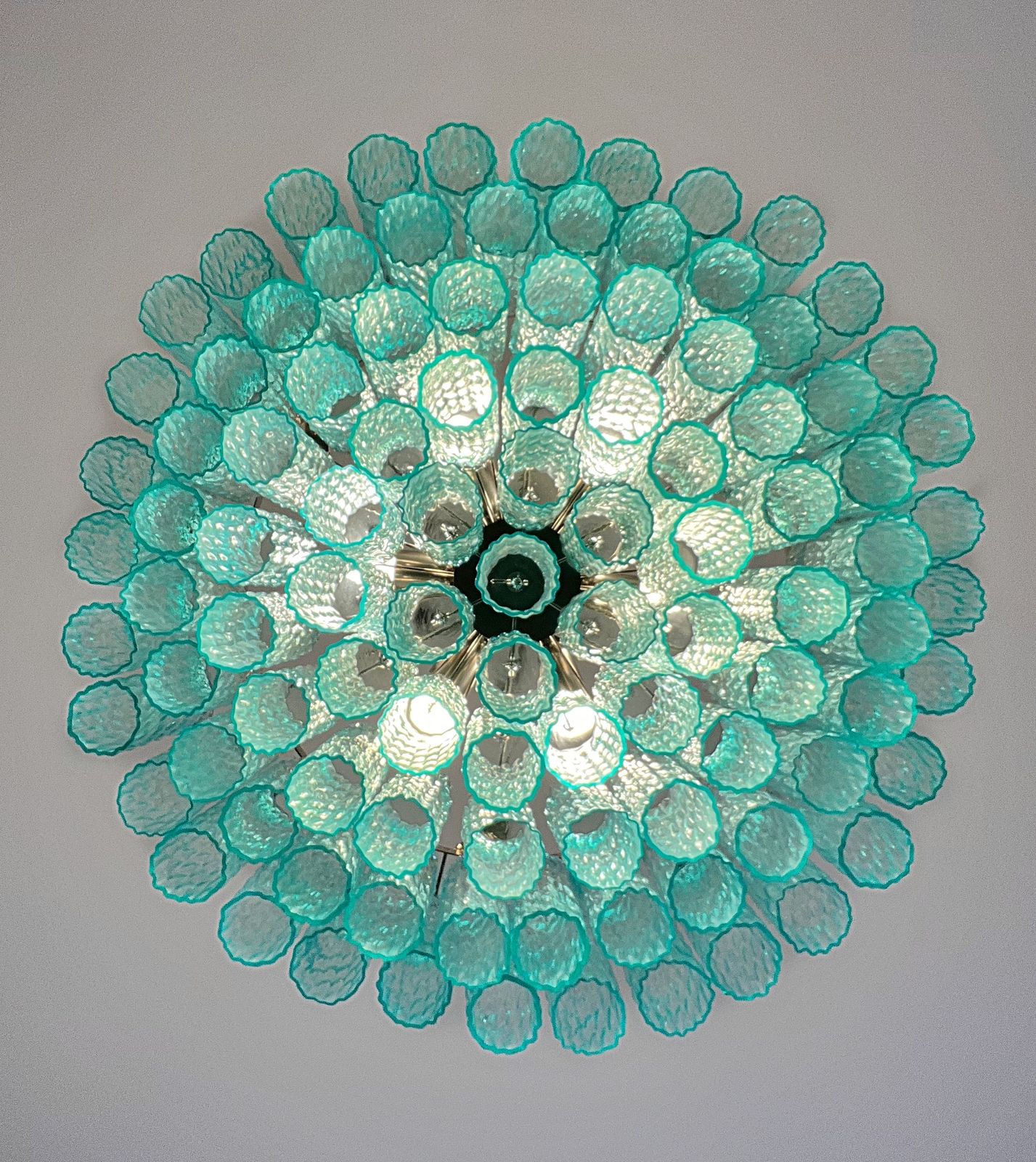 Large Murano Glass Chandelier   101 Turquoise Tube Glasses photo vinterior