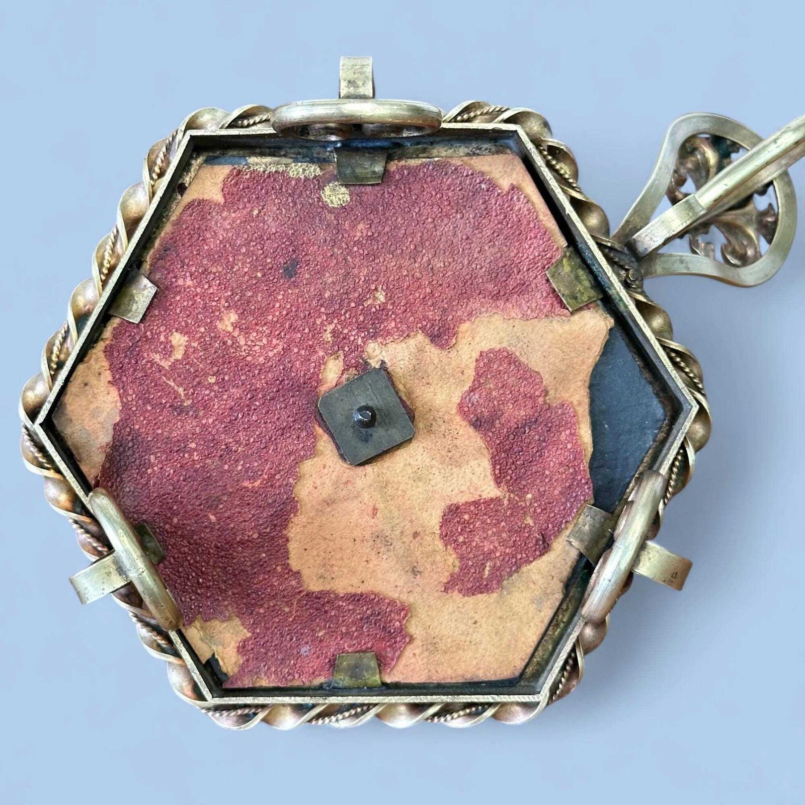 Rare 19th Century French Pietra Dura Chamberstick, Floral Inlay Brass Candle Holder photo vintage