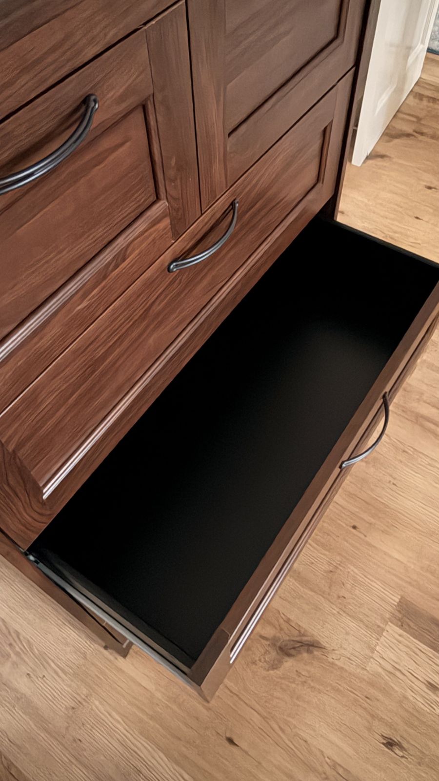 Contemporary Dark Wood‑Effect Tallboy Chest Of Drawers photo Furniture