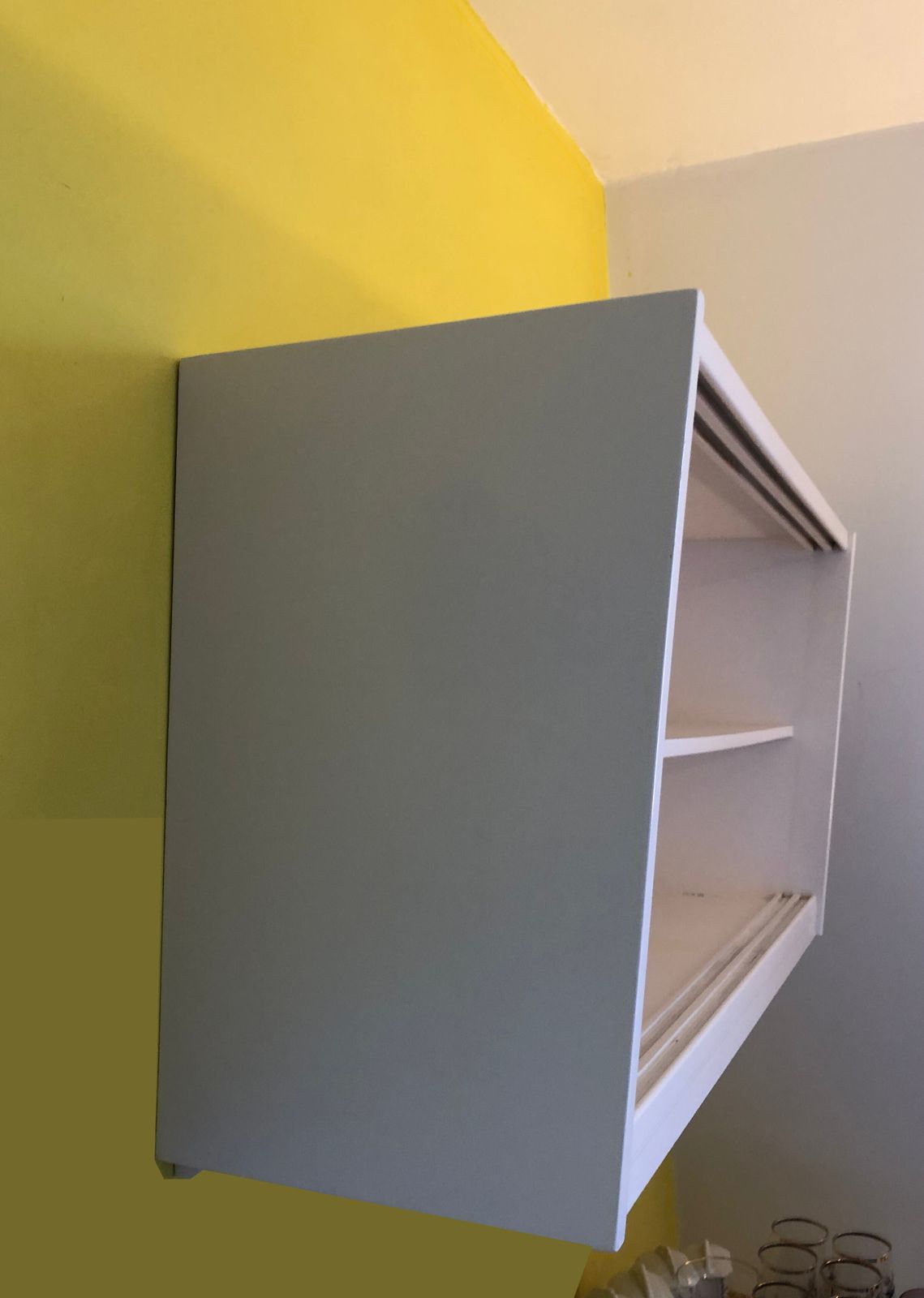 1950s 60s Kitchen Wall Cupboard Glass Sliding Doors Mid Century photo 125.0
