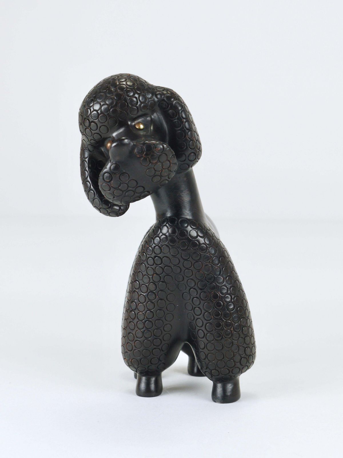 photo vinterior Charming Dog Poodle Sculpture Figurine By Leopold Anzengruber, Austria, 1950s