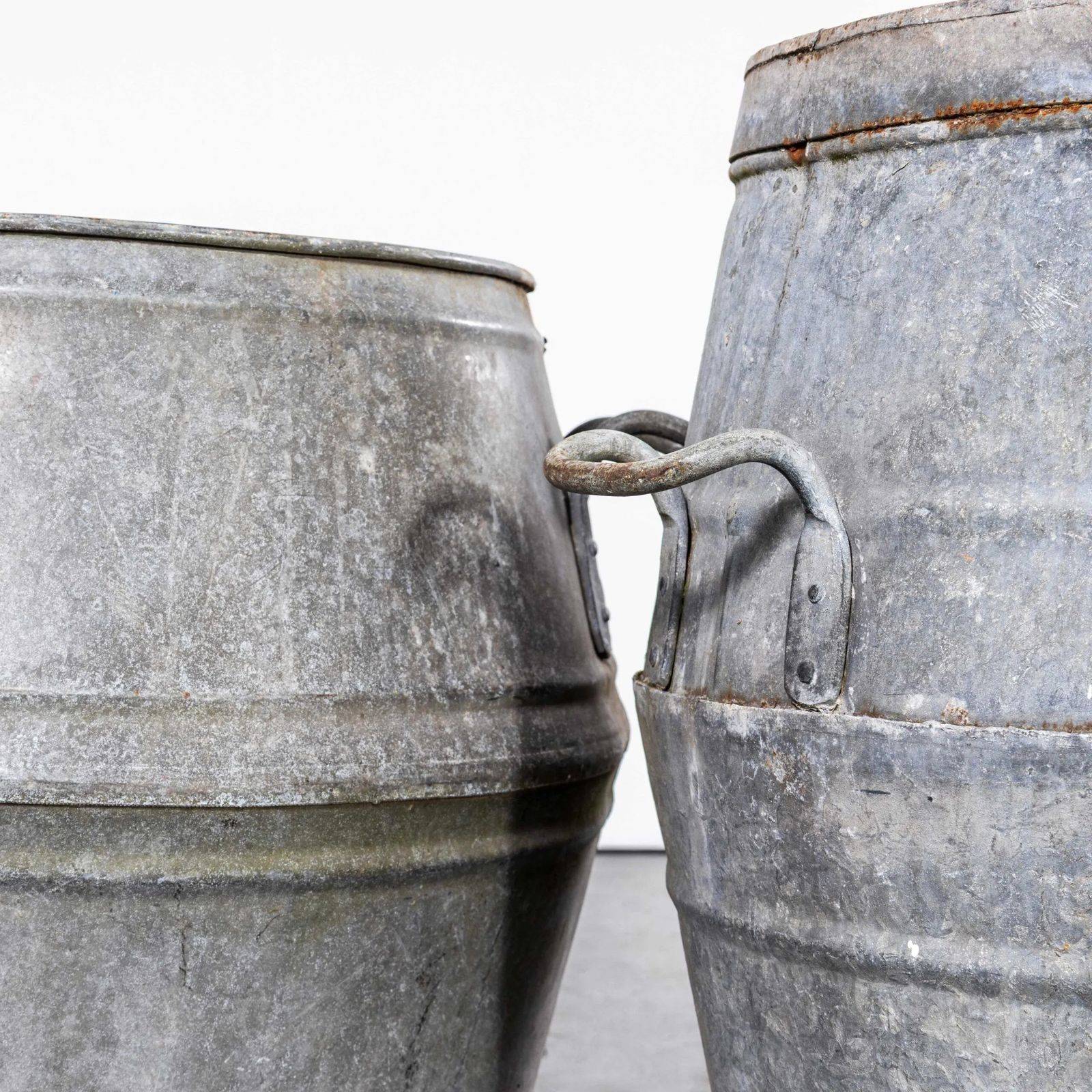1940’s Original Belgian Washing Dolly Tubs – Planters – Pair photo 354.0
