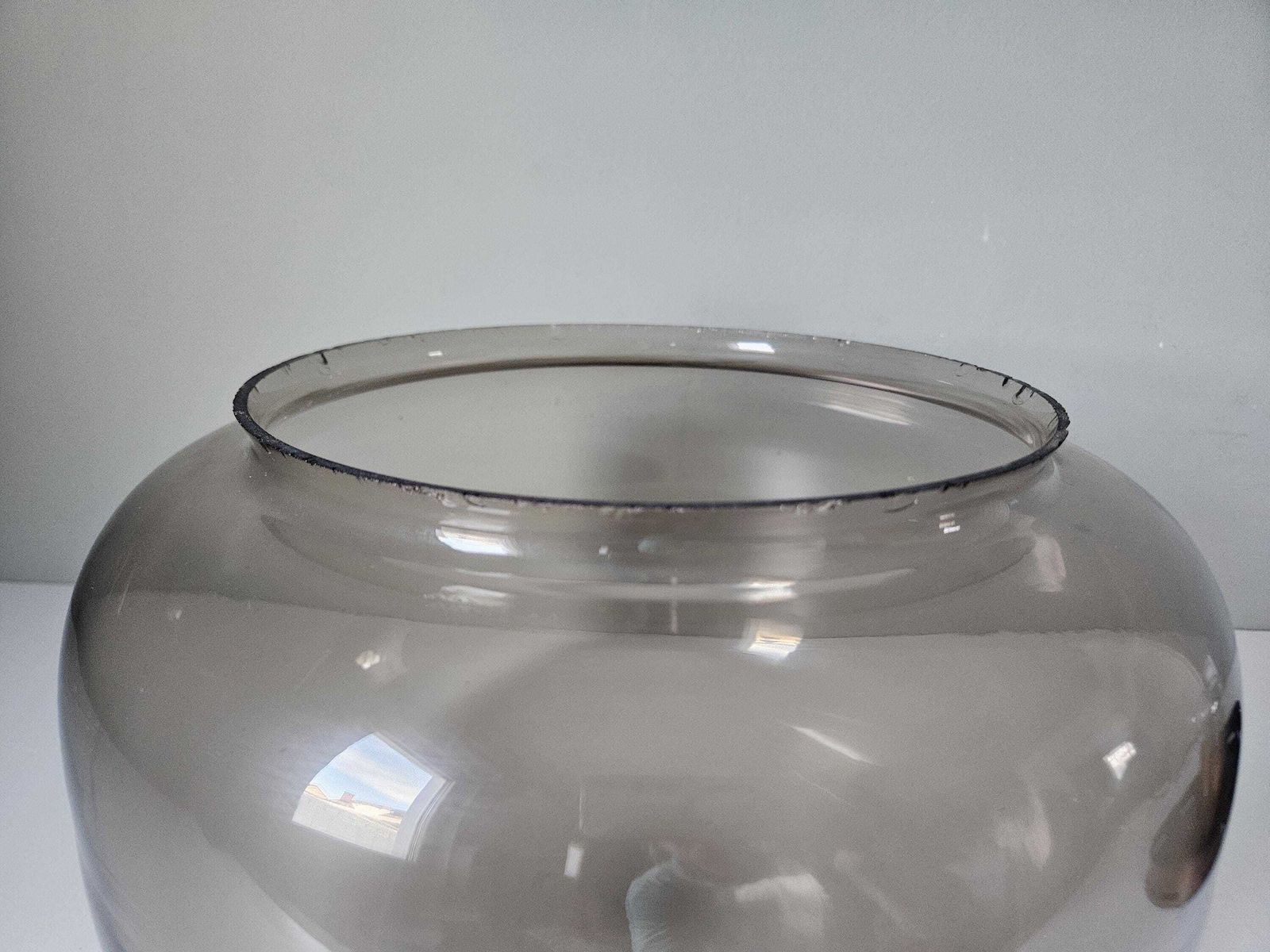 photo for sale Vintage Glass Flush Mount Ceiling Light | Smoked Glass Shade | Copper Tone Fixture | Mid Century Style