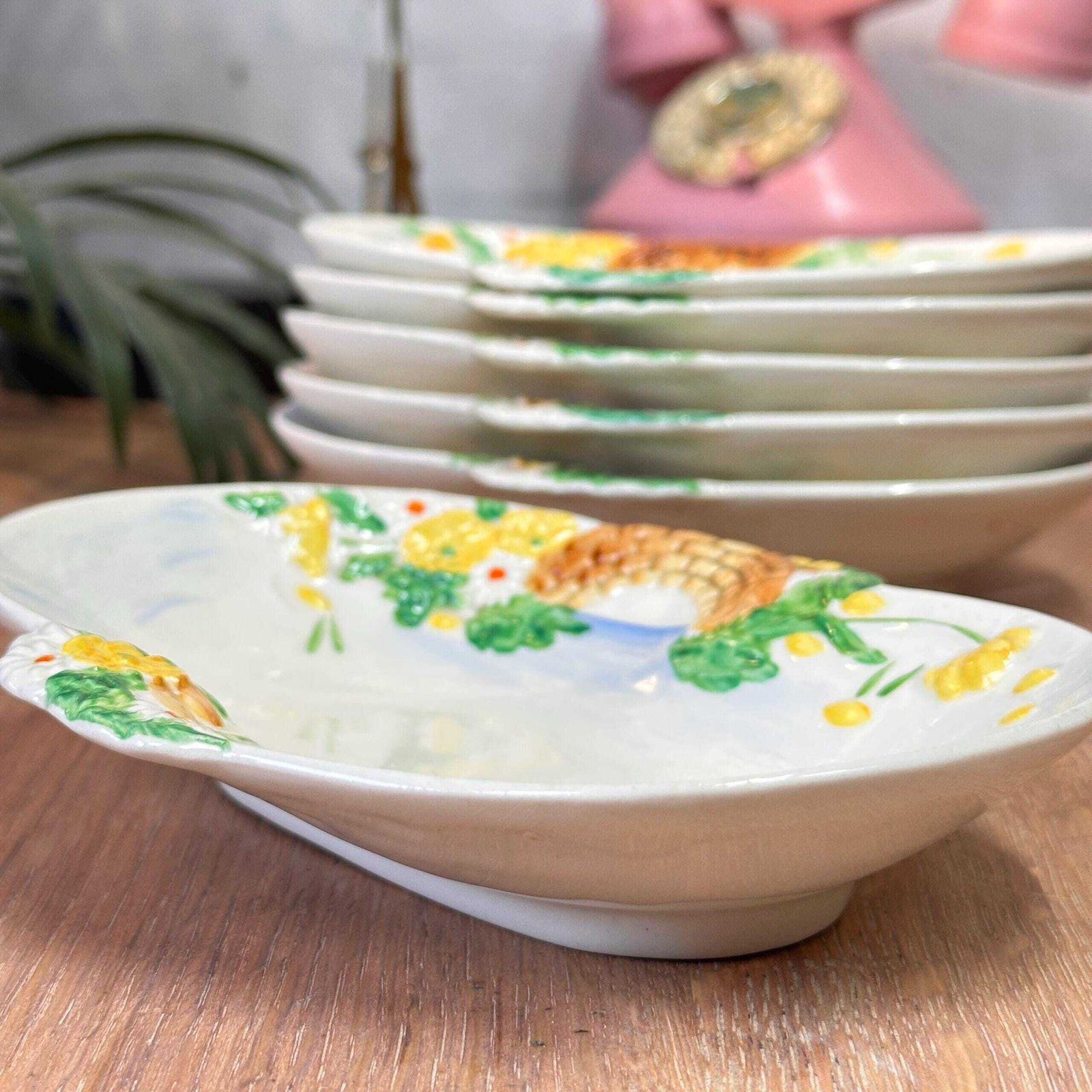 Set Of 6 Clarice Cliff Springtime Dishes Newport Pottery Art Deco 1930s Floral Relief photo furniture