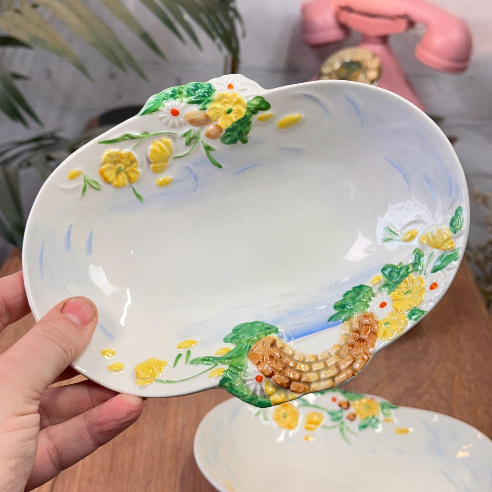 photo furniture Set Of 6 Clarice Cliff Springtime Dishes Newport Pottery Art Deco 1930s Floral Relief