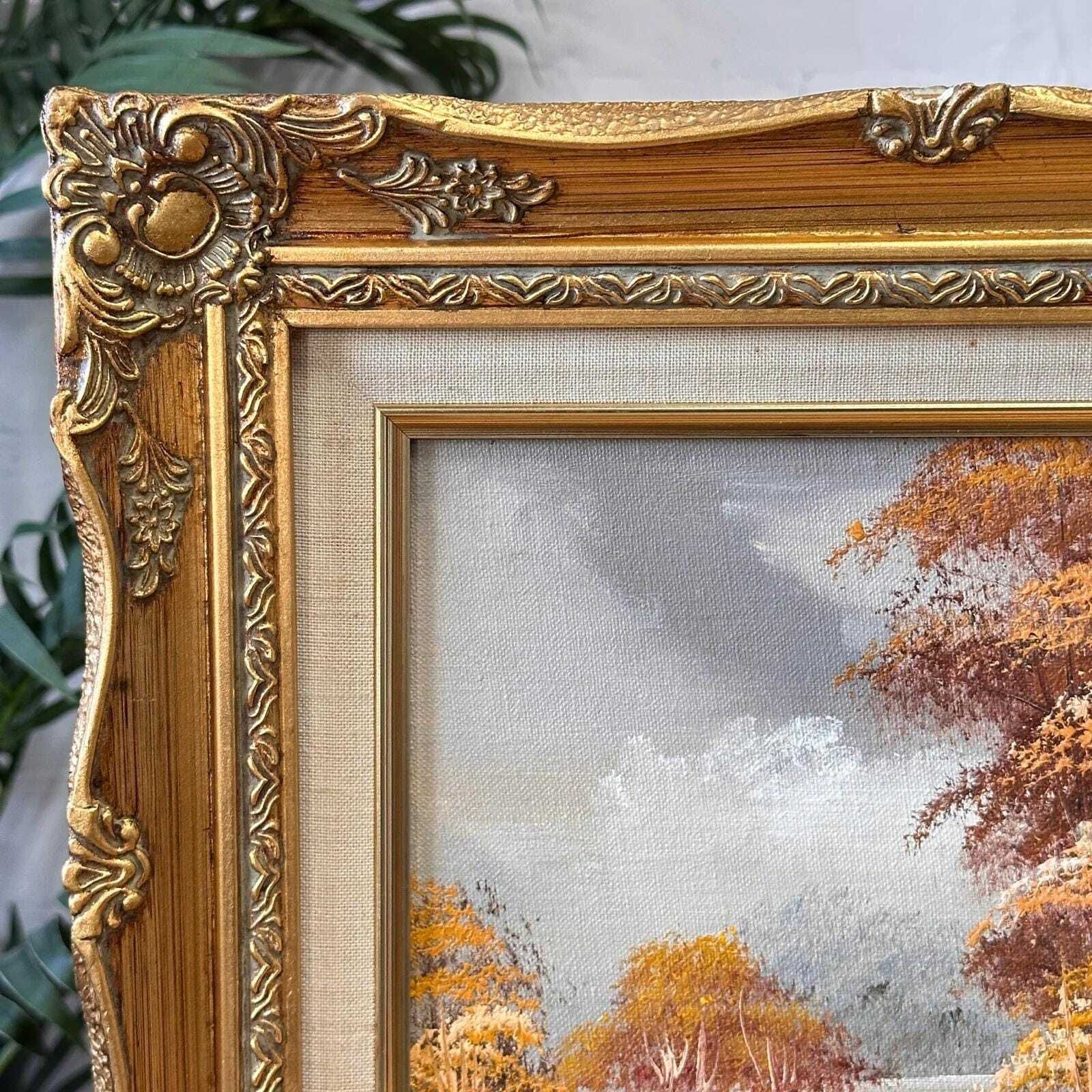 Vintage Signed T. O'neil Oil Painting Landscape In Ornate Gold Gilt Frame photo for sale