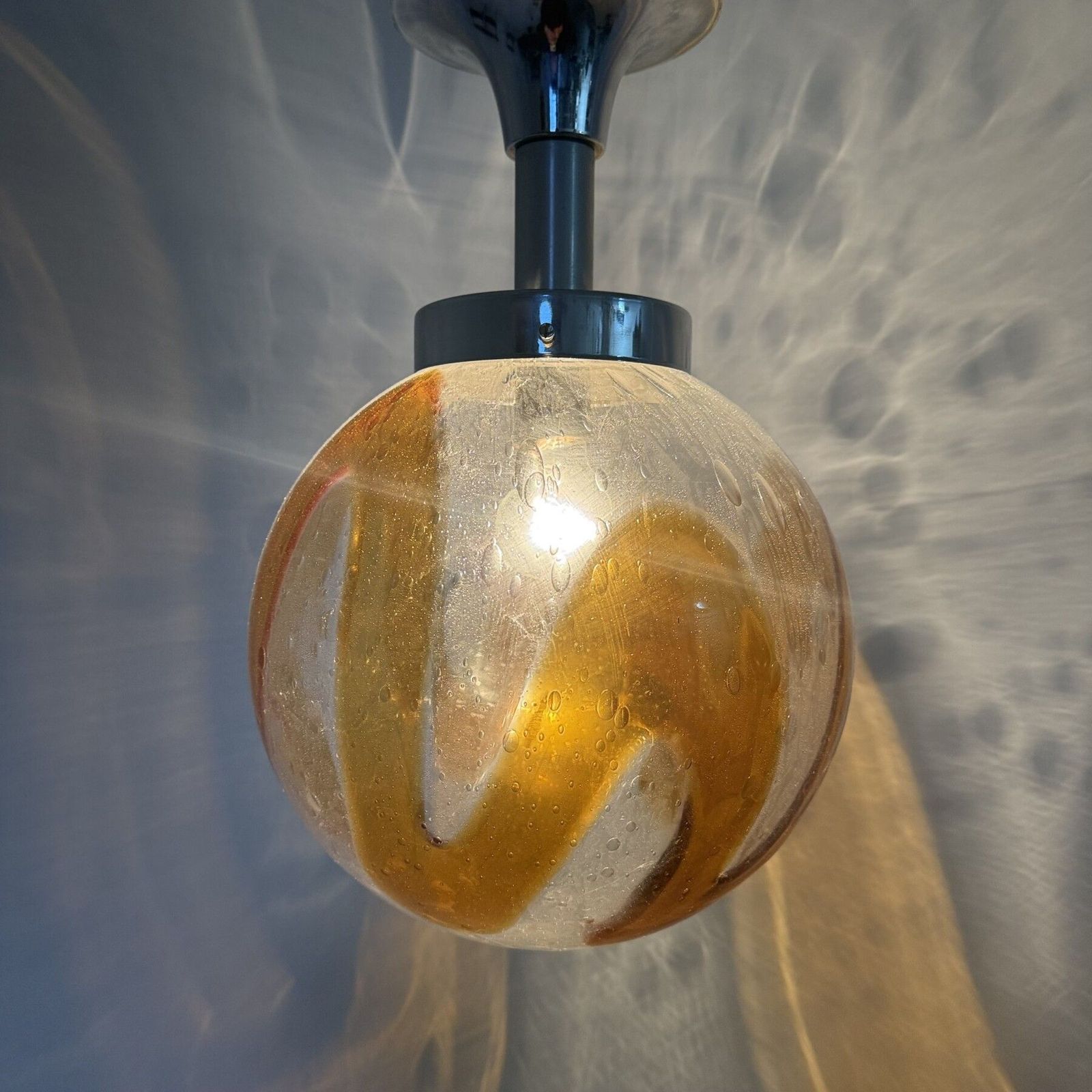 Murano Glass Hanging Lamp Pendant By Mazzega , 1970’s Italy photo for sale