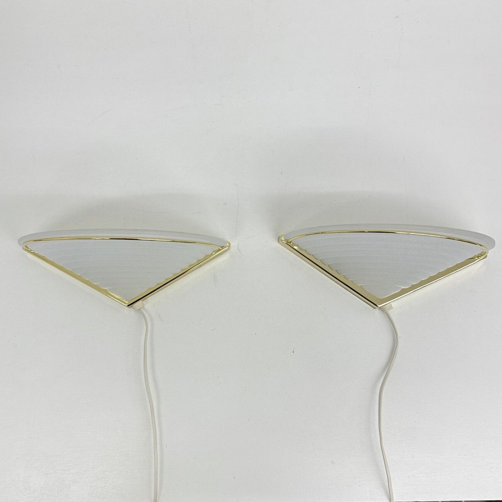 Set Of Vintage Glass Wall Lamps With Gold Holder, 1970s photo vinterior