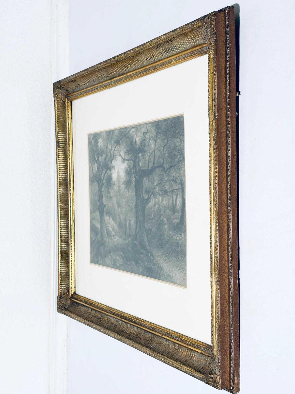 photo for sale Large Auguste Allongé 1800s Charcoal Painting With Antique Frame / French Art