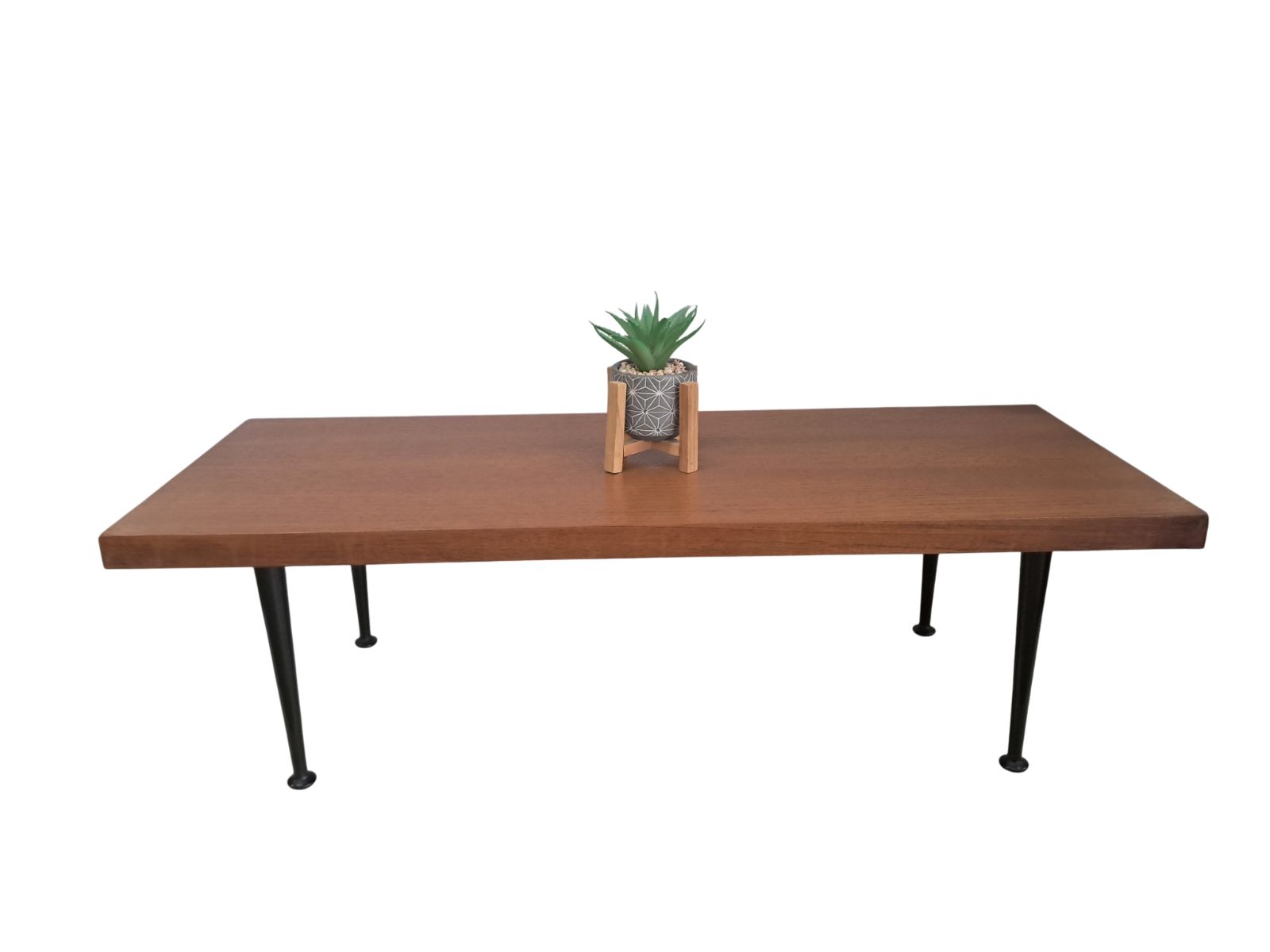 Mid Century Modern Coffee Table Teak Black Legs  Retro Vintage photo 295.0