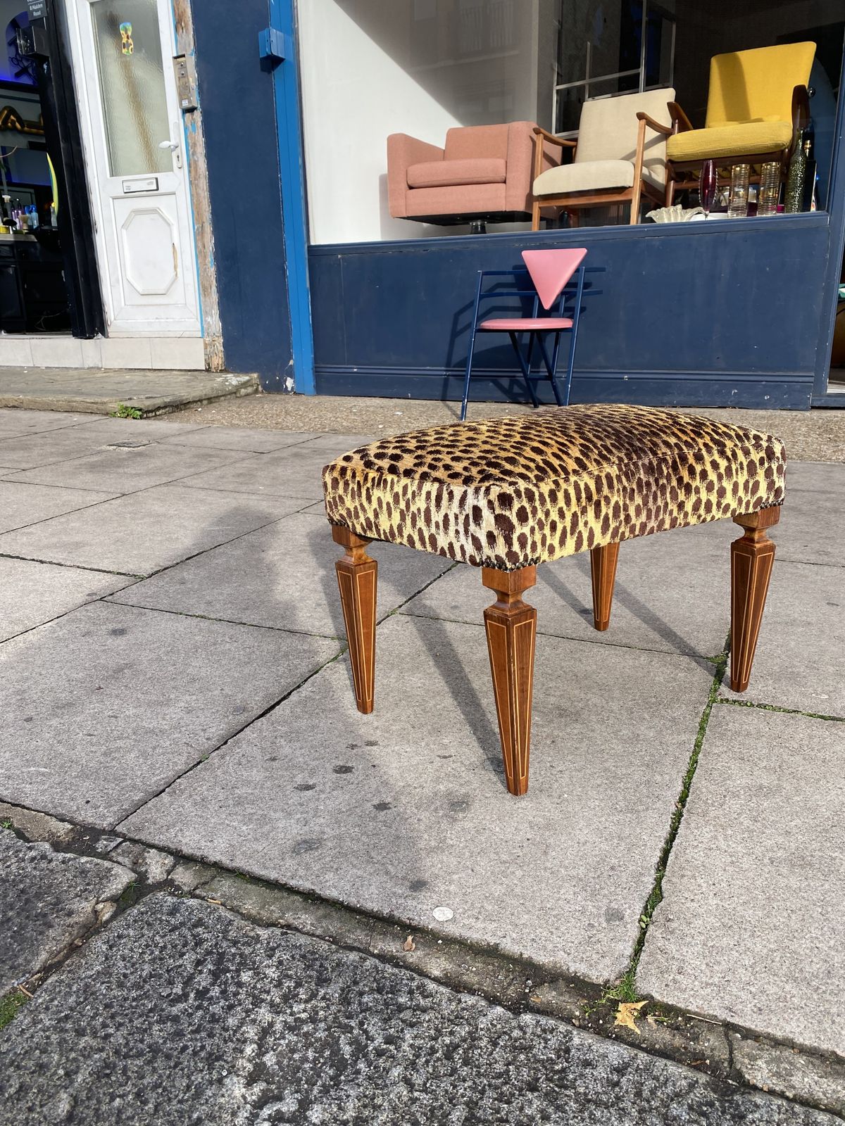 1950s Paolo Buffa Stool In Silk Velvet Cheetah By Jim Thompson Seat Italy Restored And Upholstered photo Furniture