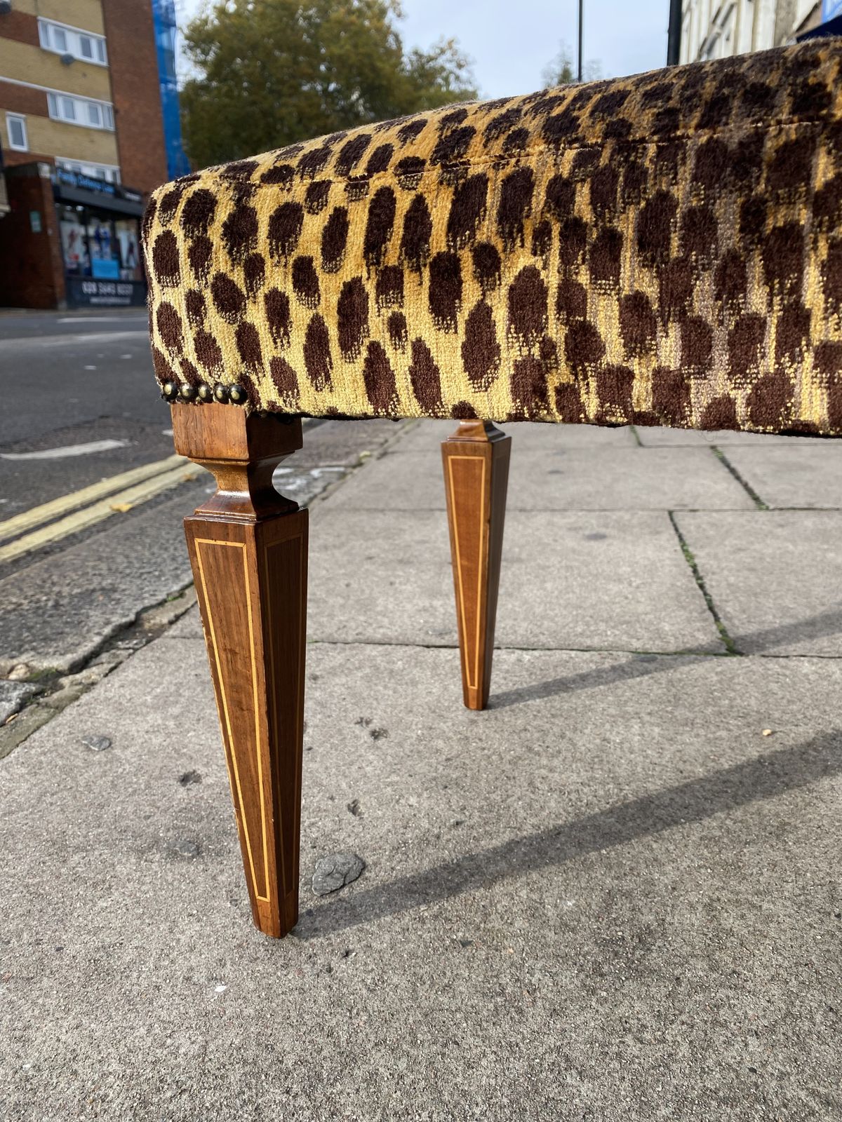 1950s Paolo Buffa Stool In Silk Velvet Cheetah By Jim Thompson Seat Italy Restored And Upholstered photo vinterior