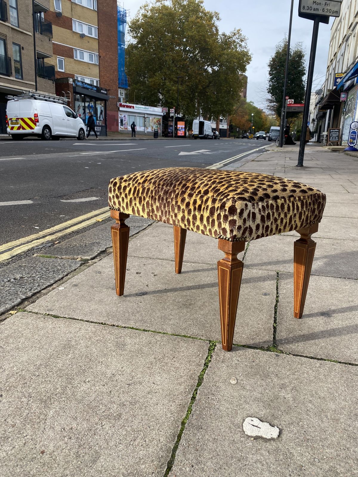 Furniture 1950s Paolo Buffa Stool In Silk Velvet Cheetah By Jim Thompson Seat Italy Restored And Upholstered photo