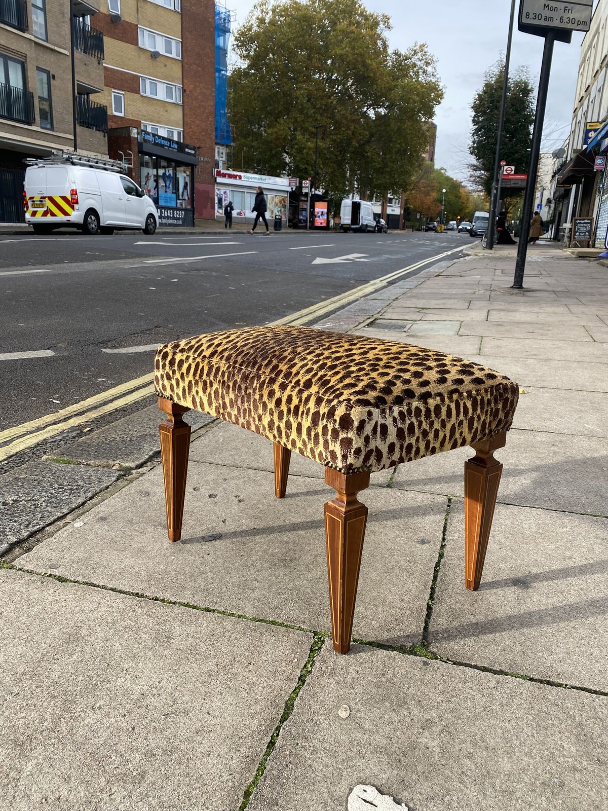 1120.0 1950s Paolo Buffa Stool In Silk Velvet Cheetah By Jim Thompson Seat Italy Restored And Upholstered photo
