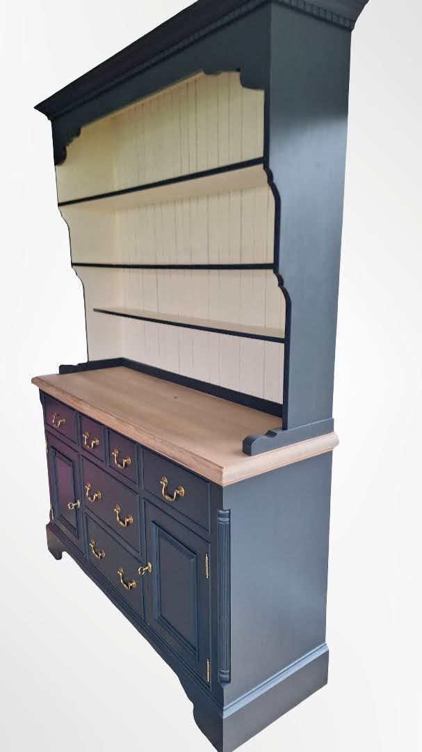Painted Welsh Dresser In Cream & Dark Grey photo furniture