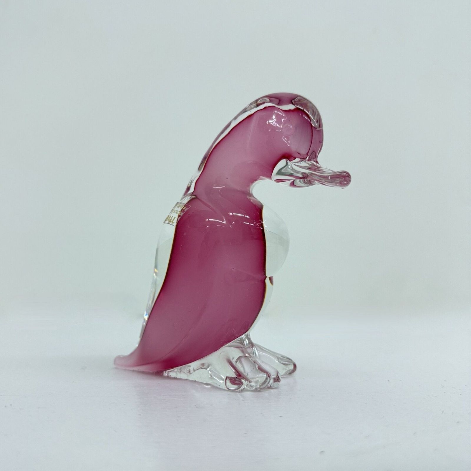 photo vinterior Archimede Seguso Rare Murano Pink Alabastro Art Glass Duck , 1970s