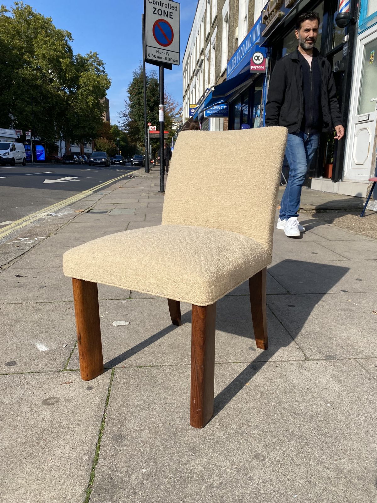 1930s Osvaldo Borsani Attributed Rosewood Side Chair Wool Boucle Italy Art Deco Seat Armchair Restored And Upholstered photo vintage
