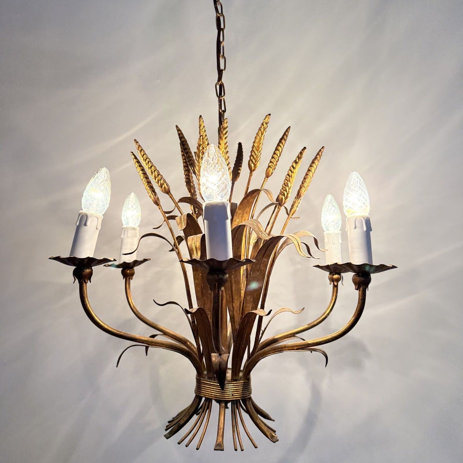 Lighting Wheat Sheaf Leaf Gold Gilt Chandelier By Hans Kögl , 1960’s Germany photo