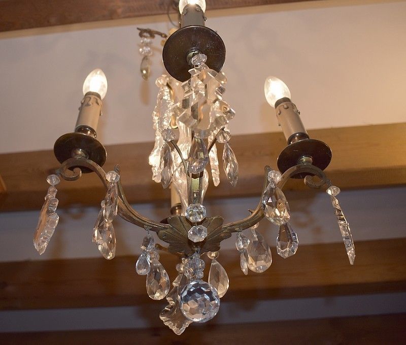 Bronze Chandelier And Crystal Twentieth Century photo vinterior