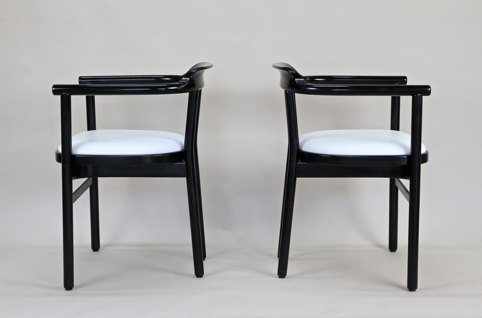 Furniture 20th Century Contemporary Thonet Armchairs   White Leather Upholstery, At 1980s photo