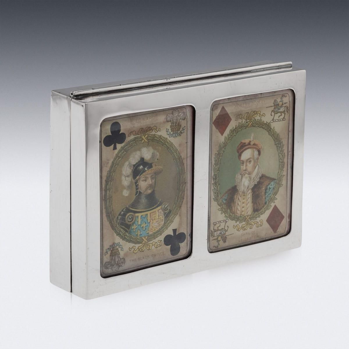 Edwardian Solid Silver Playing Cards Box By Levi & Salaman, 1902 photo vinterior