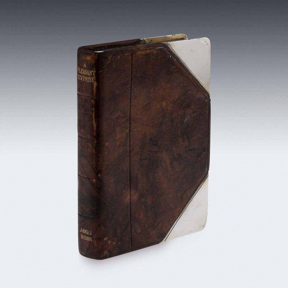20thc Novelty Silver Plate & Leather Book Shaped Hip Flask By J Dixon & Sons photo 1017.0
