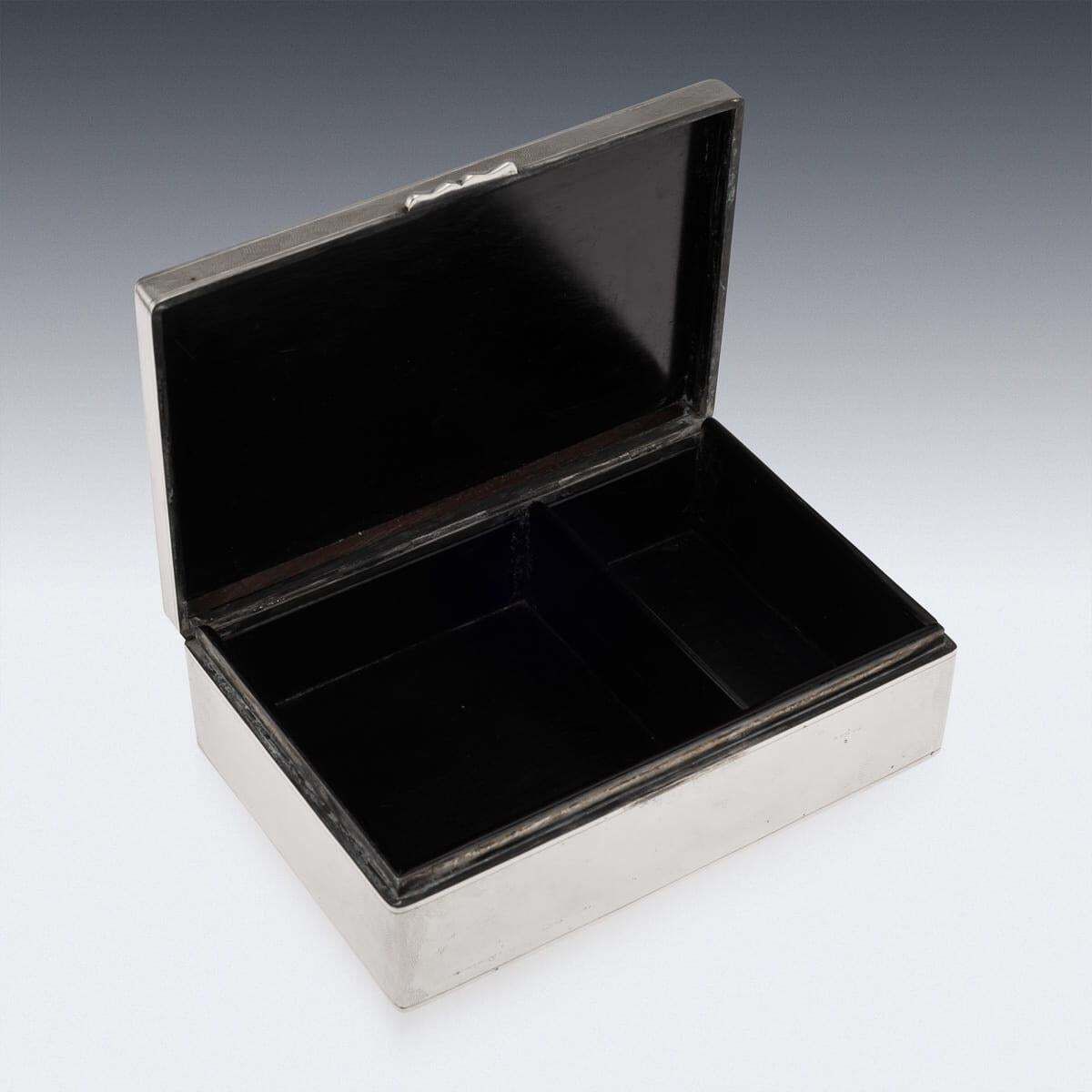 photo furniture Antique Japanese Meiji Period Silver Humidor Box With Dragon Relief